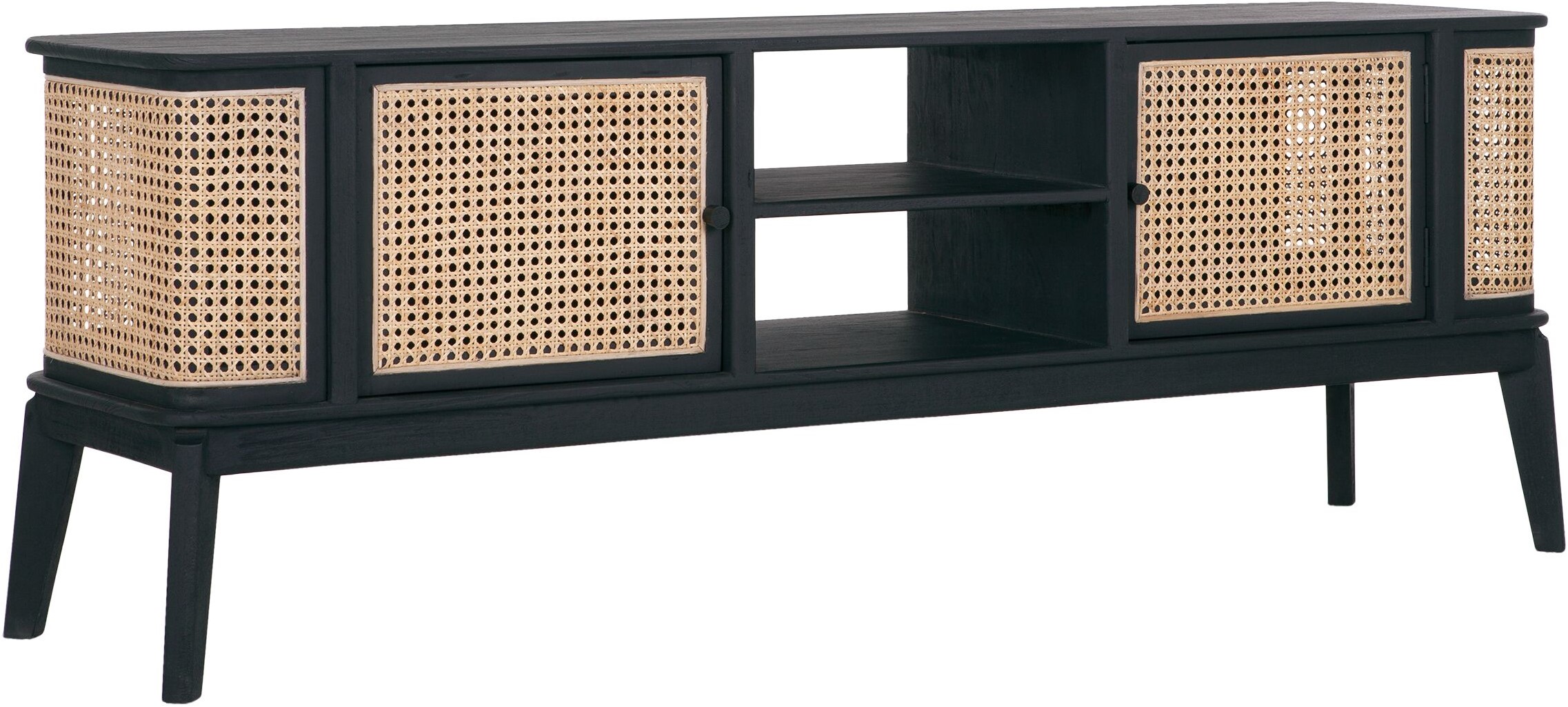 Black rattan shop tv console